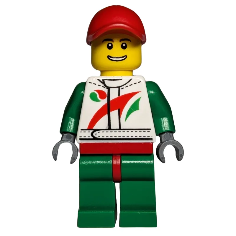 Racer, White and Green Jumpsuit with Octan Lo… — minifigurine LEGO | Brick Broker