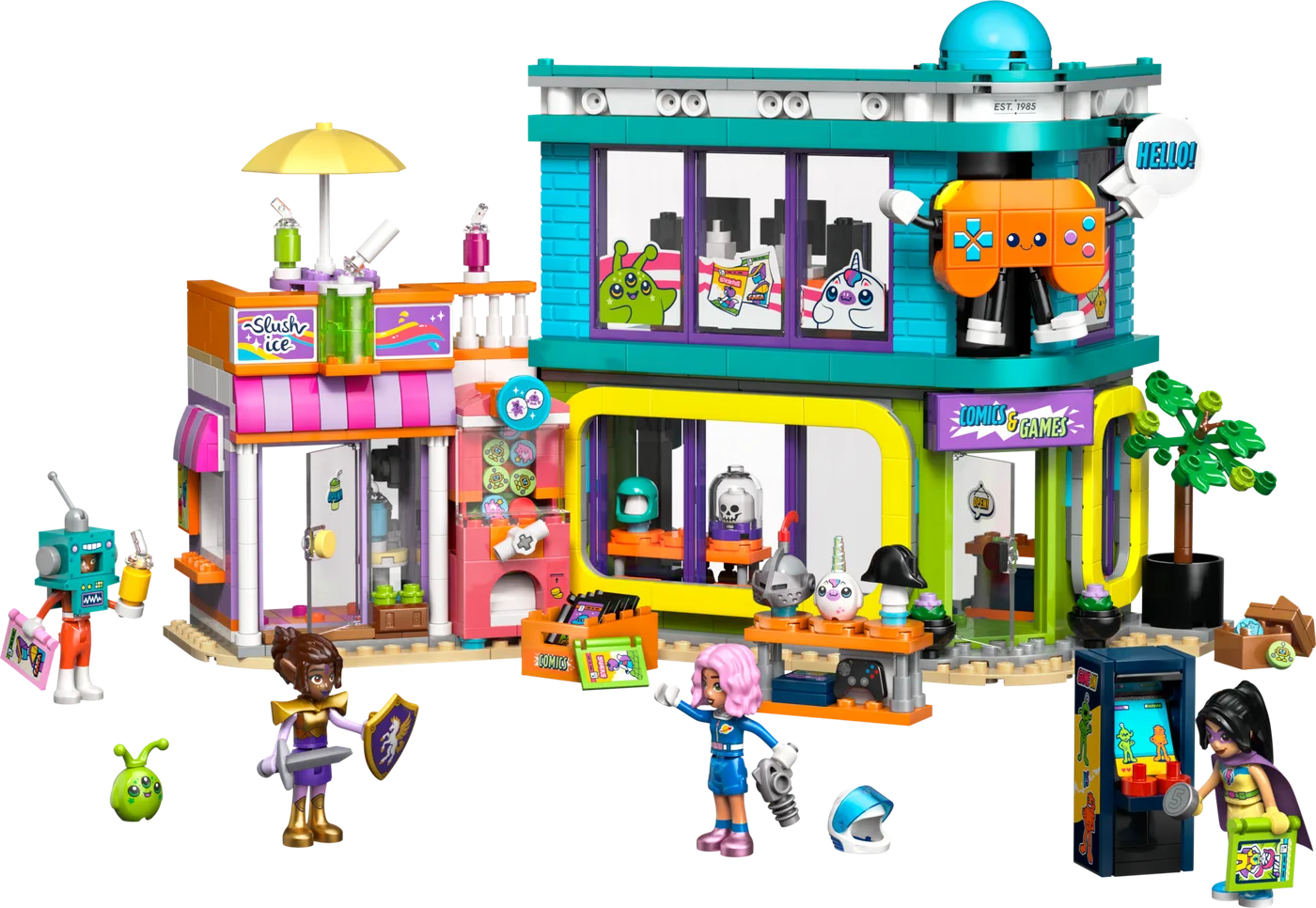 LEGO 42674 Bande dessinée et magasin de jeux - prix | Brick Broker