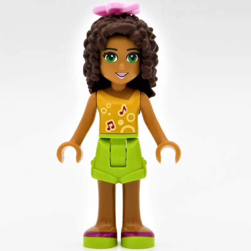 Andrea - Bright Light Orange Top, Lime Shorts — minifigurine LEGO | Brick Broker