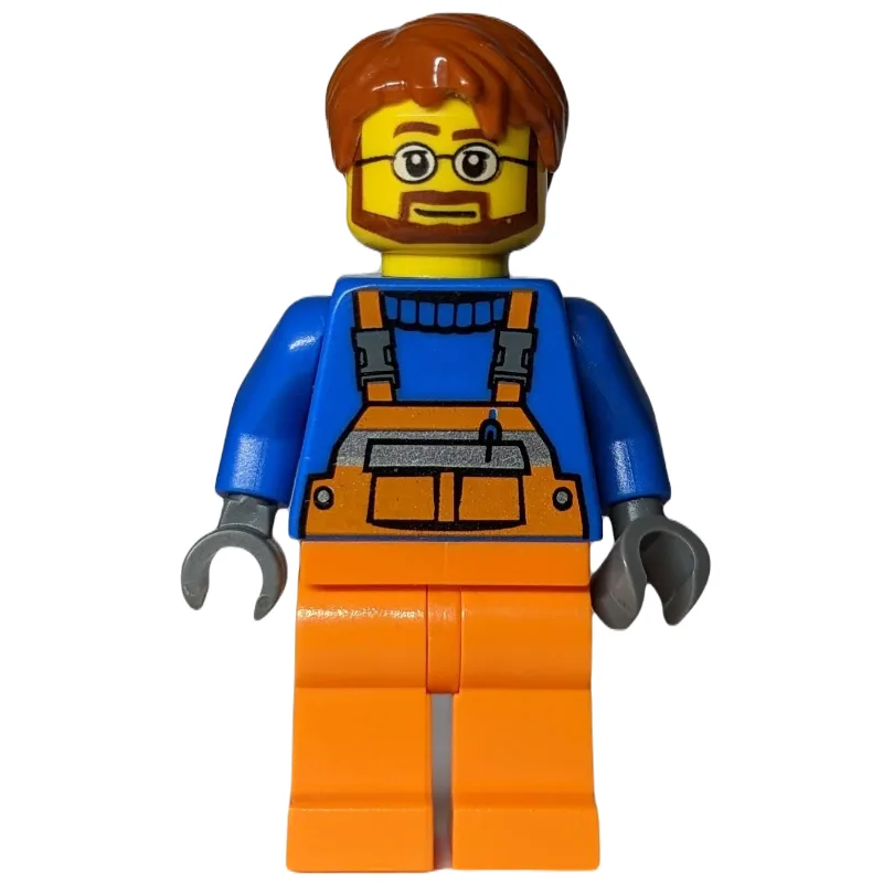 Ground Crew, Orange Overalls over Blue Sweate… — minifigurine LEGO | Brick Broker