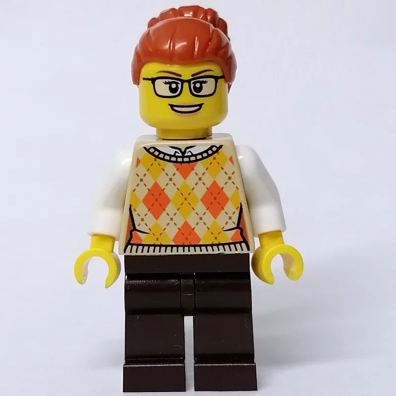 Tan Torso, Dark Brown Legs, Dark Orange Hair — minifigurine LEGO | Brick Broker