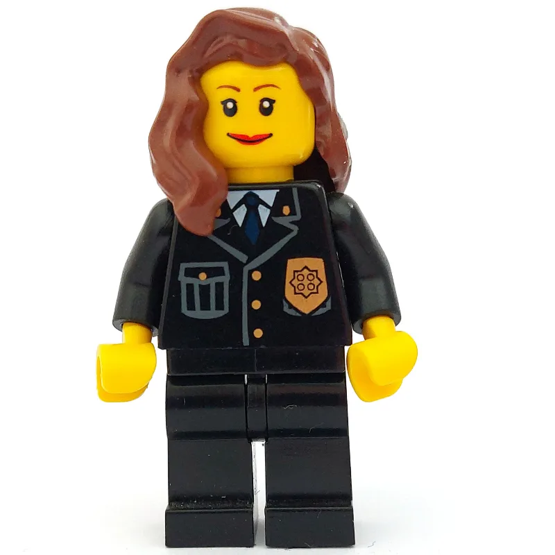 Policewoman, Black Jacket with Badge, Pocket,… — minifigurine LEGO | Brick Broker