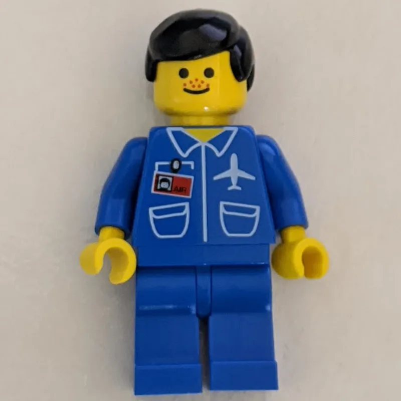 Ground Crew, Blue Jumpsuit with Plane and ID… — minifigurine LEGO | Brick Broker