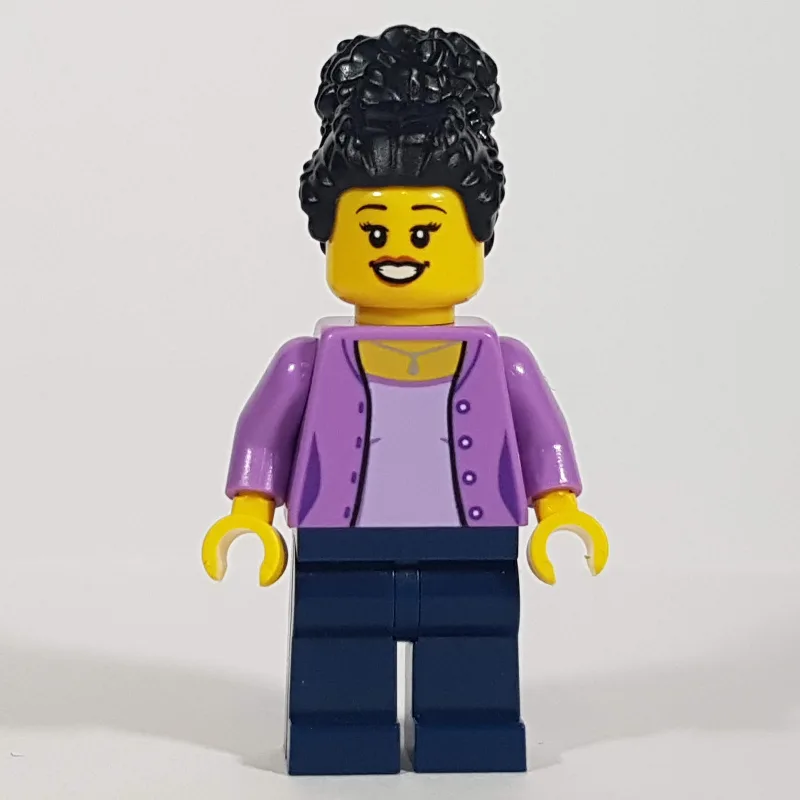 Woman, Medium Lavender Cardigan, Dark Blue Le… — minifigurine LEGO | Brick Broker