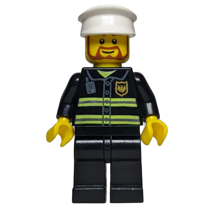 Fireman, Black Fire Jacket with Reflective St… — minifigurine LEGO | Brick Broker