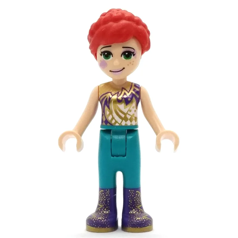 Mia - Gold/Dark Purple Top, Dark Turquoise Pa… — minifigurine LEGO | Brick Broker