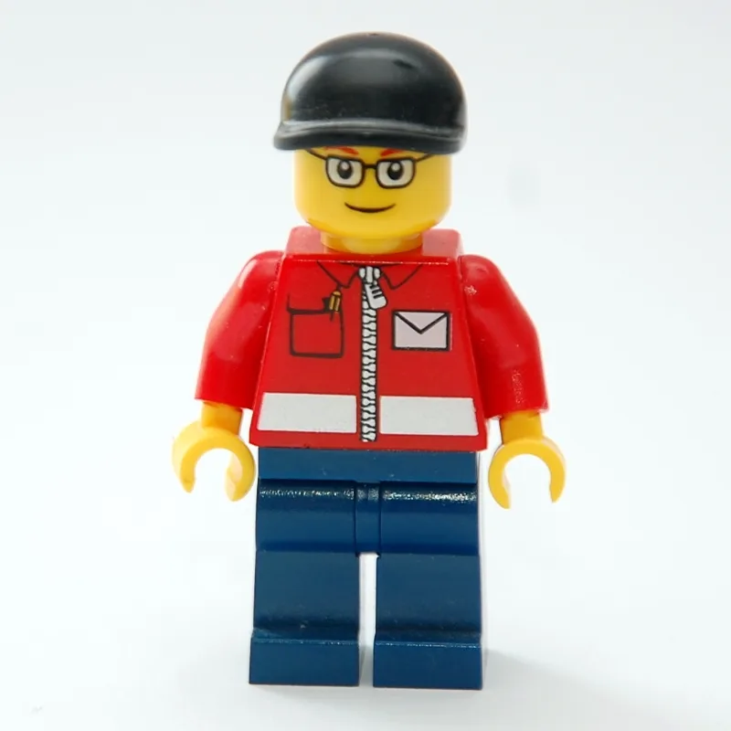 Postal Worker, Red Jacket with Zipper and Let… — minifigurine LEGO | Brick Broker