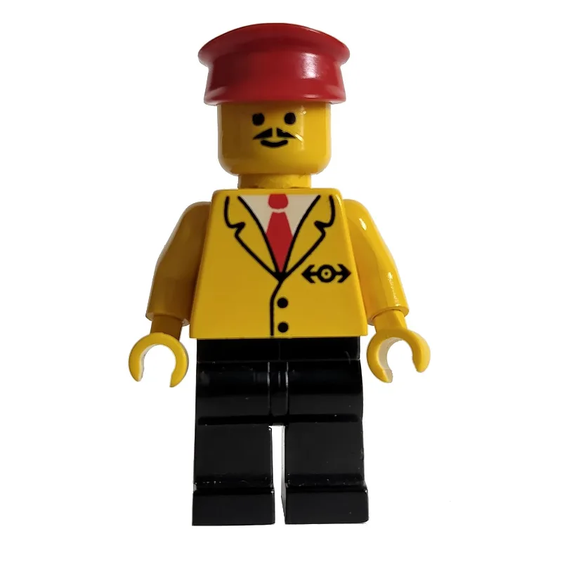 Conductor - Yellow Jacket, Black legs, Red Hat — minifigurine LEGO | Brick Broker