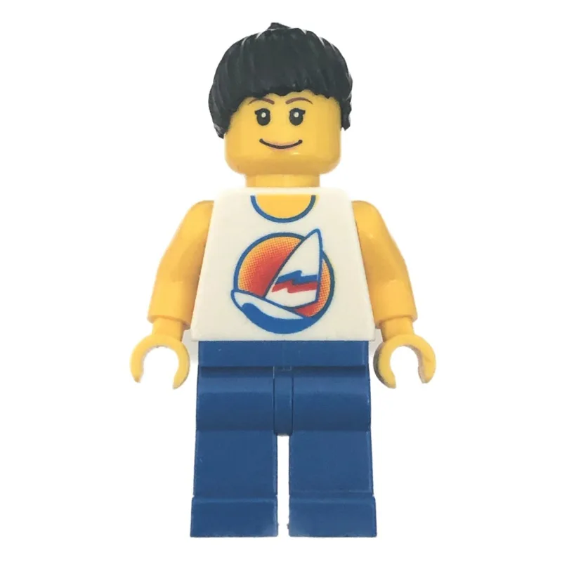 Woman, White Tank Top with Windsurfer, Blue L… — minifigurine LEGO | Brick Broker