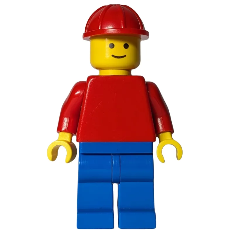 Man, Red Torso, Blue Legs, Red Hard Hat — minifigurine LEGO | Brick Broker