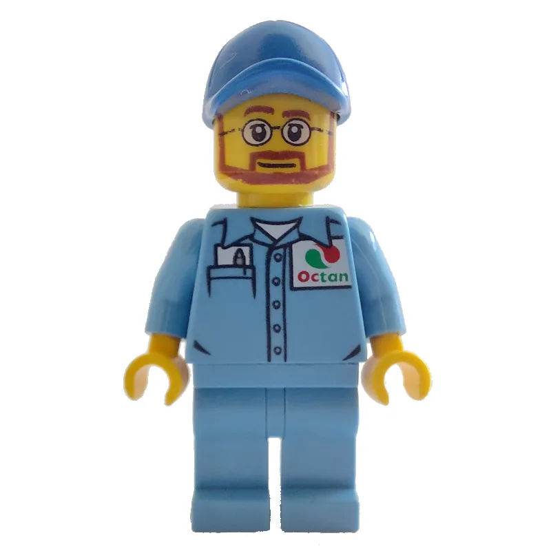 Man, Medium Blue Shirt with Octan Logo, Mediu… — minifigurine LEGO | Brick Broker