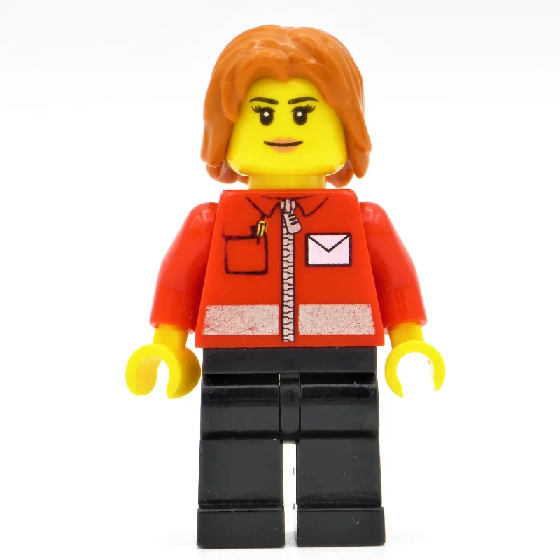 Postal Worker, Woman, Red Jacket with Zipper… — minifigurine LEGO | Brick Broker