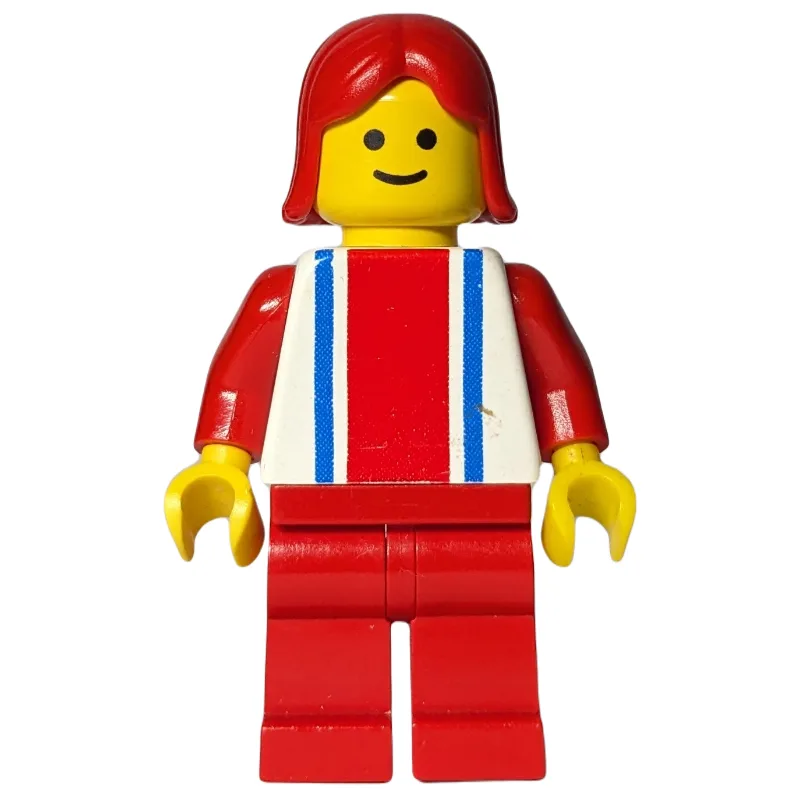 Woman, White Top with Large Red Stripe and 2… — minifigurine LEGO | Brick Broker