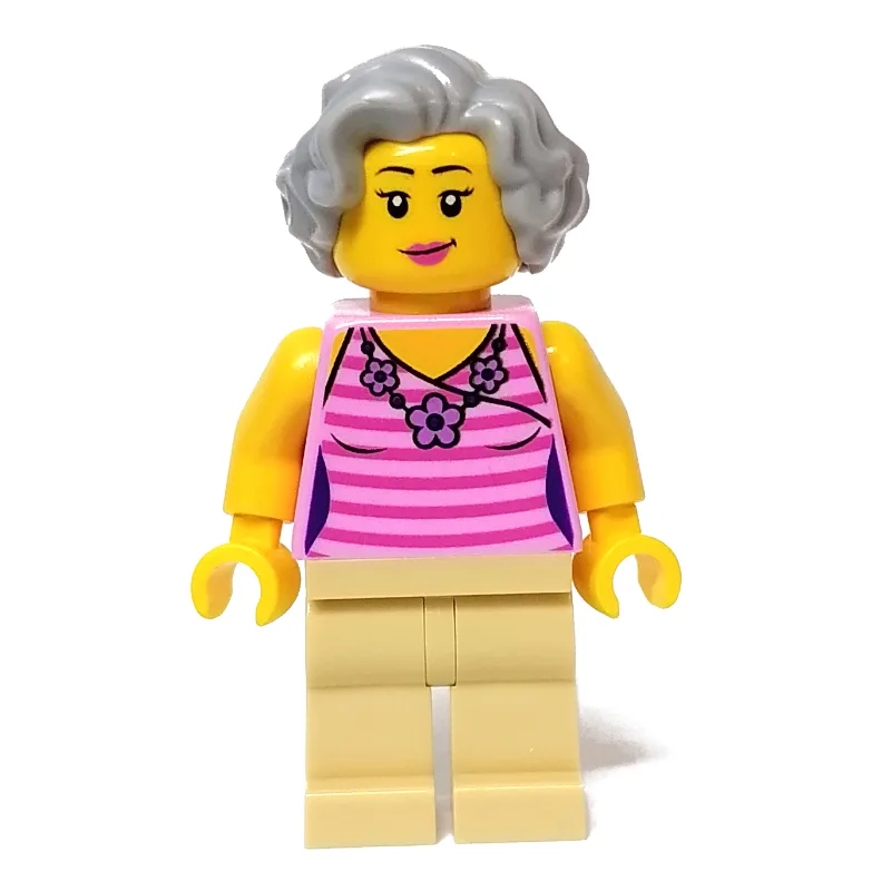 Woman, Bright Pink Torso, Tan Legs, Light Blu… — minifigurine LEGO | Brick Broker