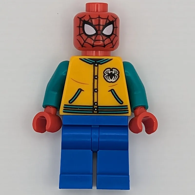 Spider-Man, Bright Light Orange Letterman Jac… — minifigurine LEGO | Brick Broker