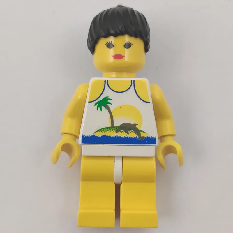 Woman, White Swimsuit with Desert Island and… — minifigurine LEGO | Brick Broker