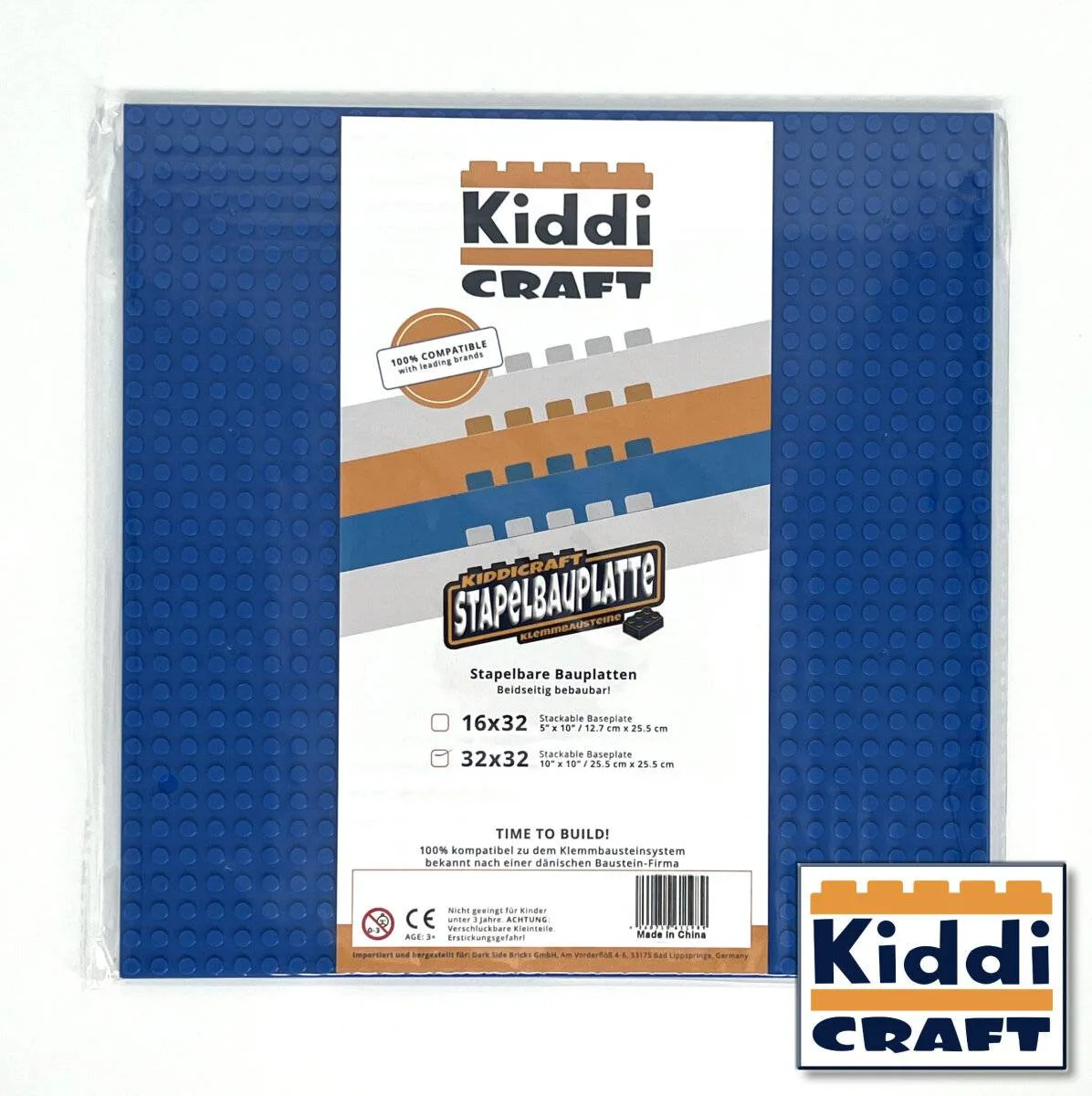 Kiddicraft Kiddiecraft - Plaque de base empilable 32 x 32 - Bleu (KID-KC32BSA) - prix | Brick Broker
