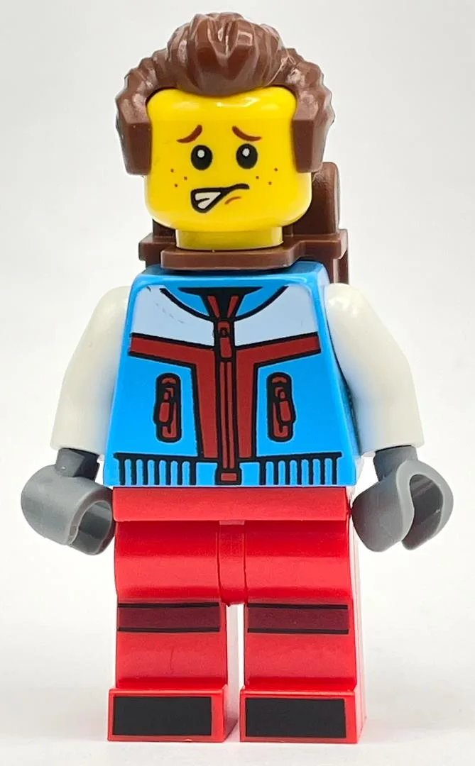 Skier, Azure and Red Suit, Reddish Brown Back… — minifigurine LEGO | Brick Broker