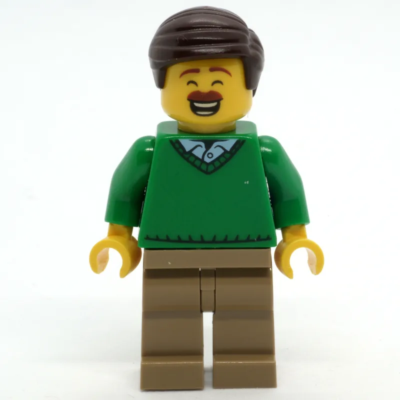 Man, Green Sweater, Dark Tan Legs, Dark Brown… — minifigurine LEGO | Brick Broker