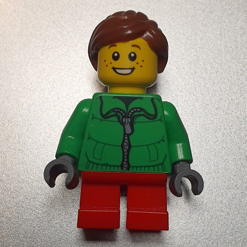 Girl, Green Jacket, Short Red Legs, Reddish B… — minifigurine LEGO | Brick Broker