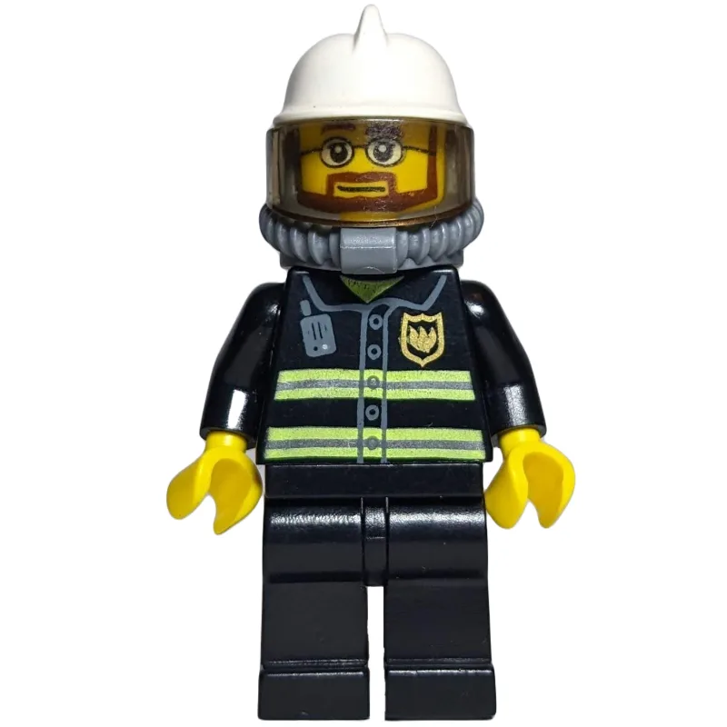 Fireman, Black Fire Jacket with Reflective St… — minifigurine LEGO | Brick Broker