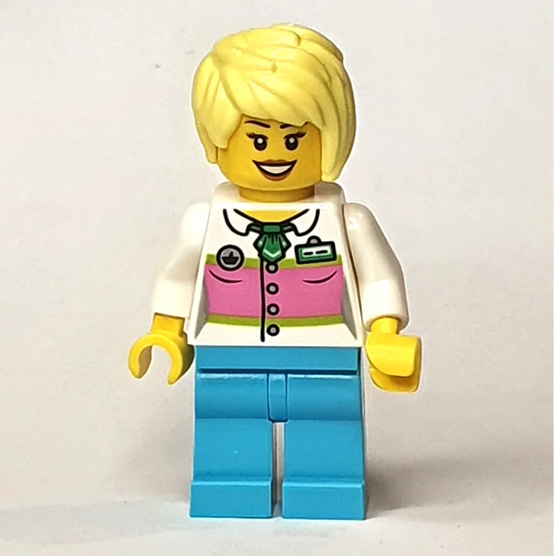 White Torso, Medium Azure Legs, Tan Hair — minifigurine LEGO | Brick Broker
