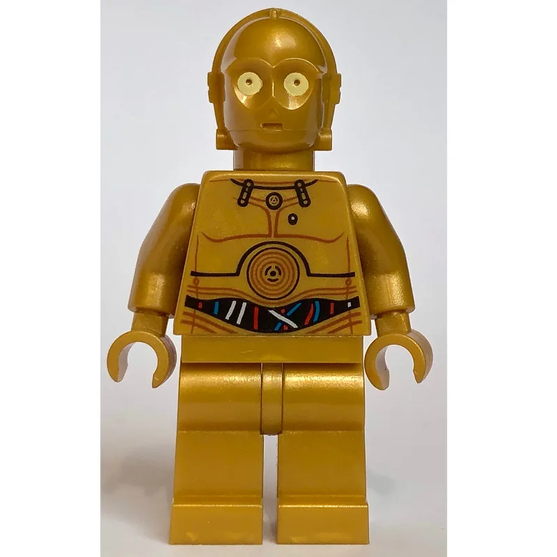 C-3PO, Pearl Gold, Colorful Wires, Plain Legs — minifigurine LEGO | Brick Broker
