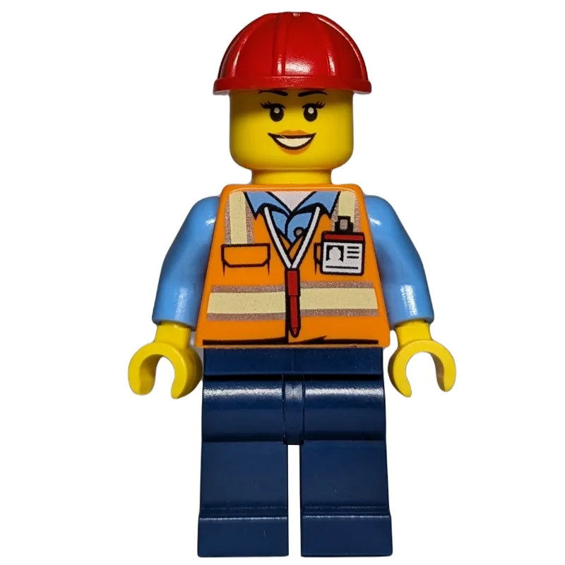 Construction Worker - Orange Torso, Dark Blue… — minifigurine LEGO | Brick Broker
