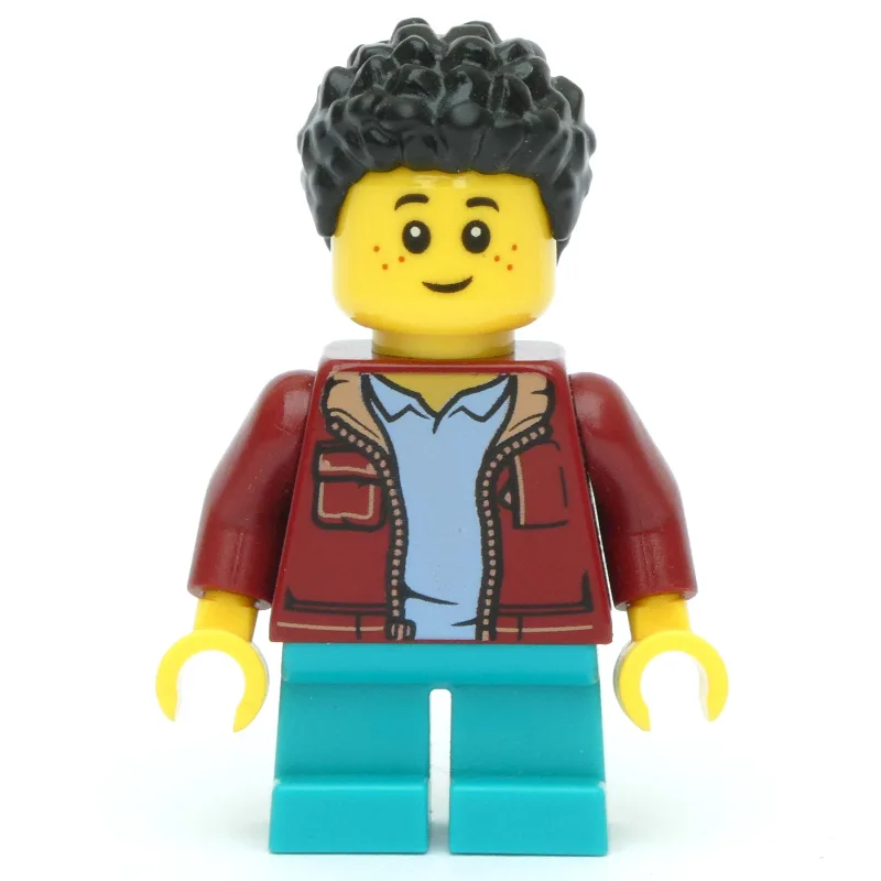 Kid - Dark Red Torso, Dark Turquoise Legs, Bl… — minifigurine LEGO | Brick Broker