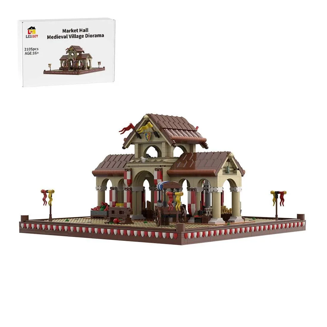 LesDiy Halle du Marché - Diorama de Village Médiéval (LESDIY-3652077) - prix | Brick Broker