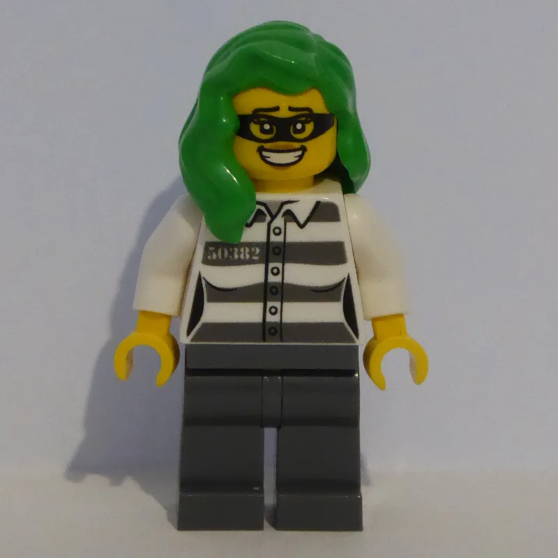 Criminal, Prison Shirt, Bright Green Hair — minifigurine LEGO | Brick Broker