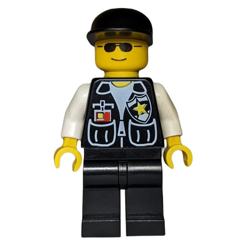 Policeman, Black Vest with Badge and Pockets,… — minifigurine LEGO | Brick Broker
