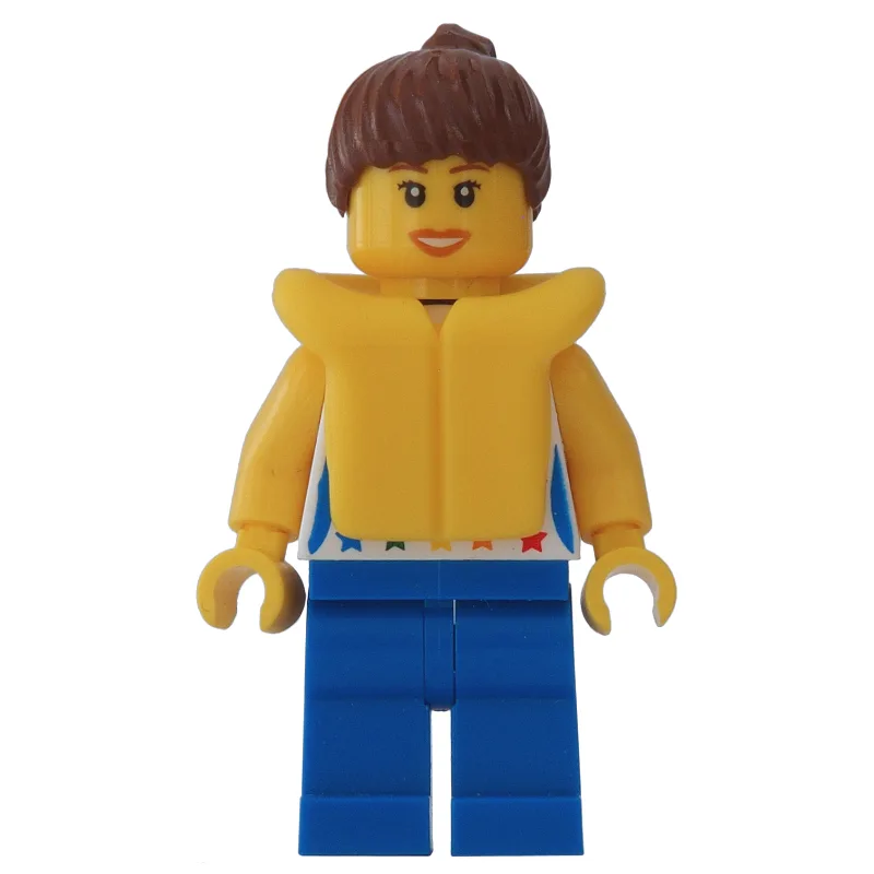 Woman, White Vest with Stars, Blue Legs, Redd… — minifigurine LEGO | Brick Broker