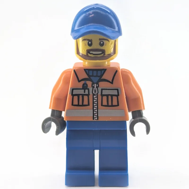 Worker - Orange Torso, Blue Legs, Blue Cap, R… — minifigurine LEGO | Brick Broker