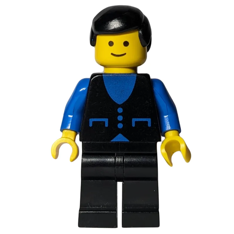 Man, Black Vest over Blue Shirt, Black Legs,… — minifigurine LEGO | Brick Broker