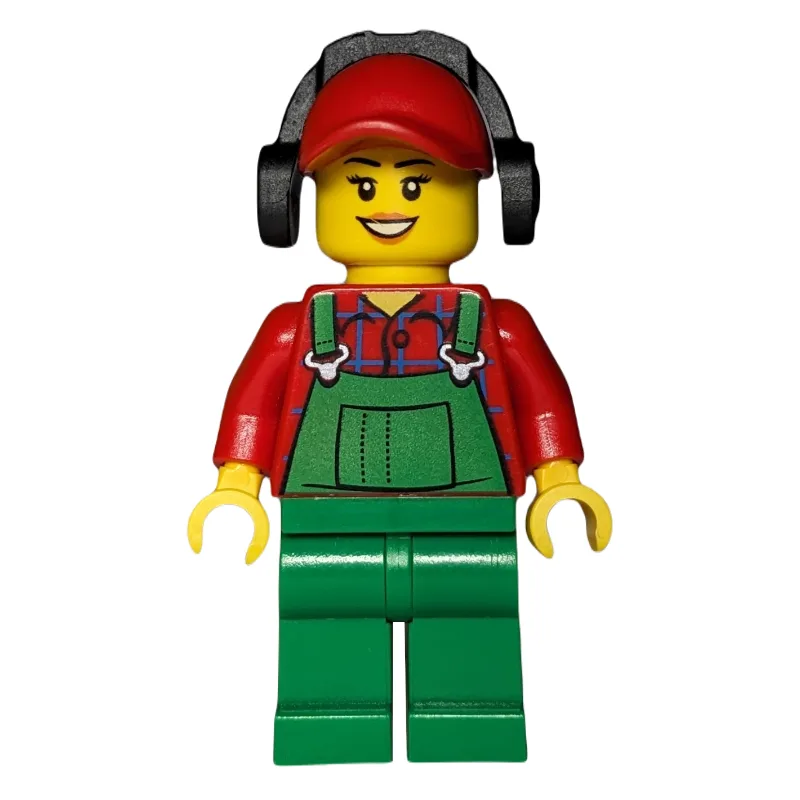 Woman, Green Overalls over Red Paid Shirt, Re… — minifigurine LEGO | Brick Broker