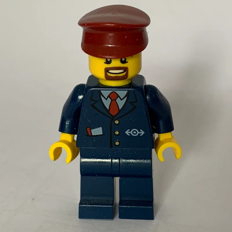 Train Conductor, Dark Blue Suit with Tie and… — minifigurine LEGO | Brick Broker