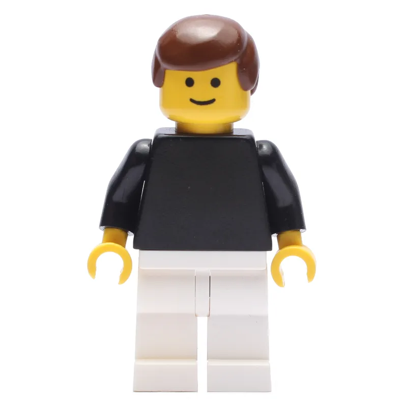 Man - Black Torso, White Legs, Brown Hair — minifigurine LEGO | Brick Broker