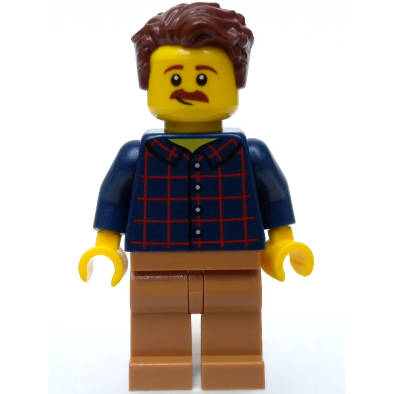 Man, Dark Blue Plaid Shirt, Medium Nougat Leg… — minifigurine LEGO | Brick Broker