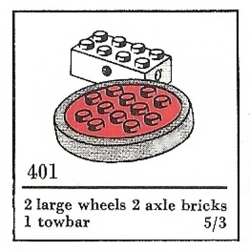 LEGO 401 Grandes roues avec essieux (Le jouet de construction) - prix | Brick Broker