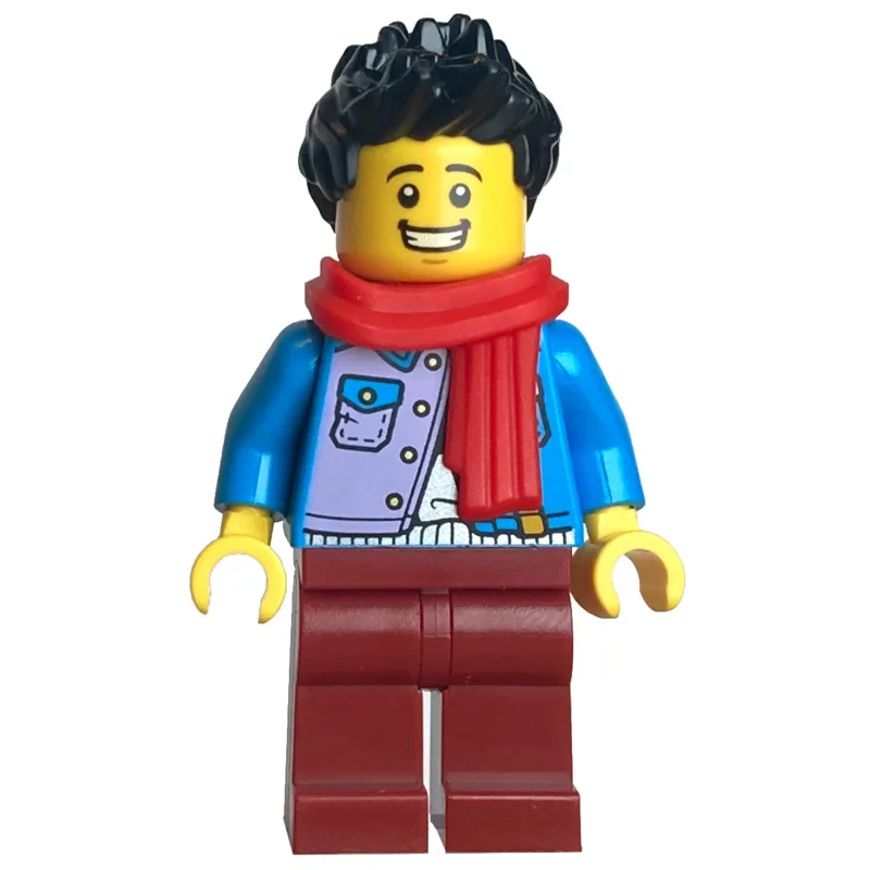 Dark Azure Torso, Dark Red Legs, Black Hair — minifigurine LEGO | Brick Broker