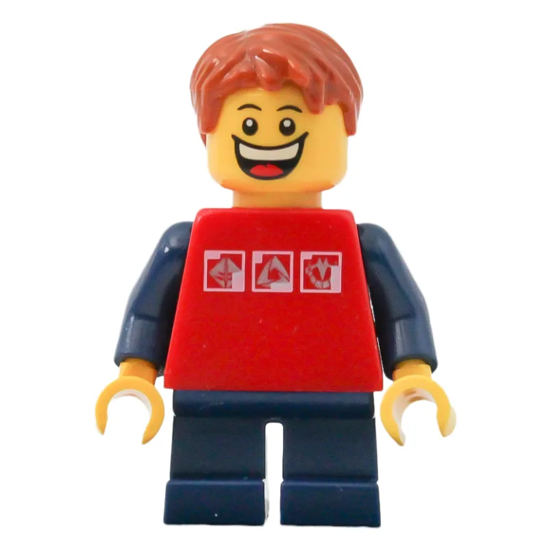 Kid - Red Torso, Dark Blue Legs, Dark Orange… — minifigurine LEGO | Brick Broker