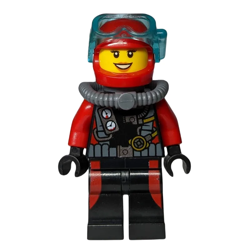 Diver, Woman, Black and Red Wetsuit with Gaug… — minifigurine LEGO | Brick Broker
