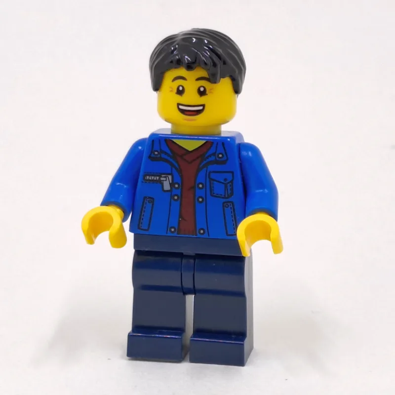 Man, Open Blue Jacket over Dark Red Shirt, Da… — minifigurine LEGO | Brick Broker