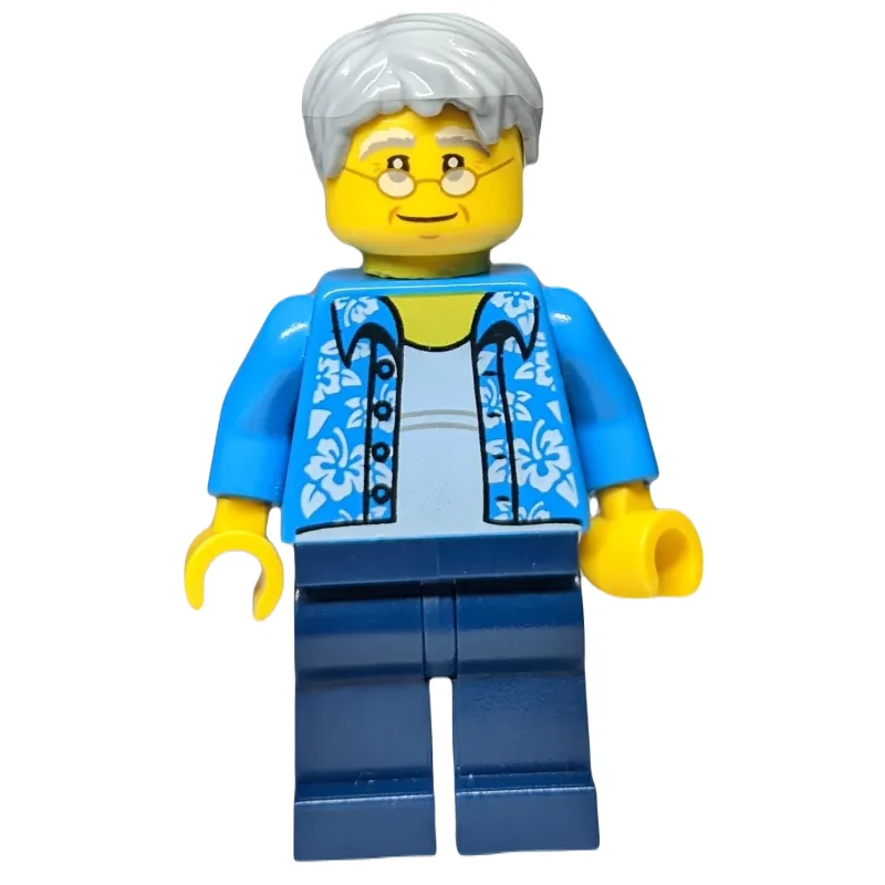 Man, Open Dark Azure Hawaiian Shirt, Dark Blu… — minifigurine LEGO | Brick Broker