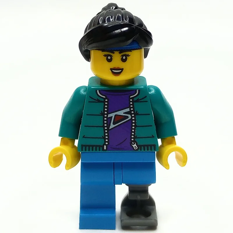 Woman, Dark Turquoise Jacket, Prosthetic Leg — minifigurine LEGO | Brick Broker