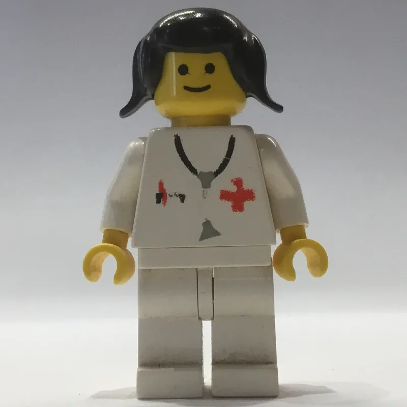 Doctor - White Legs, Female, Black Hair — minifigurine LEGO | Brick Broker