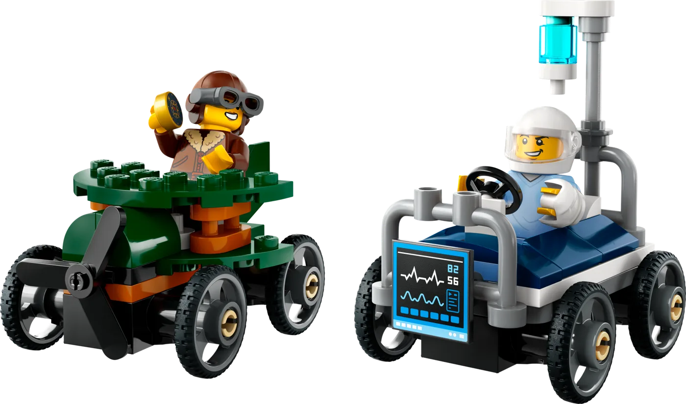 LEGO 60459 Avion contre Pack Course Voiture de l'Hôpital - prix | Brick Broker