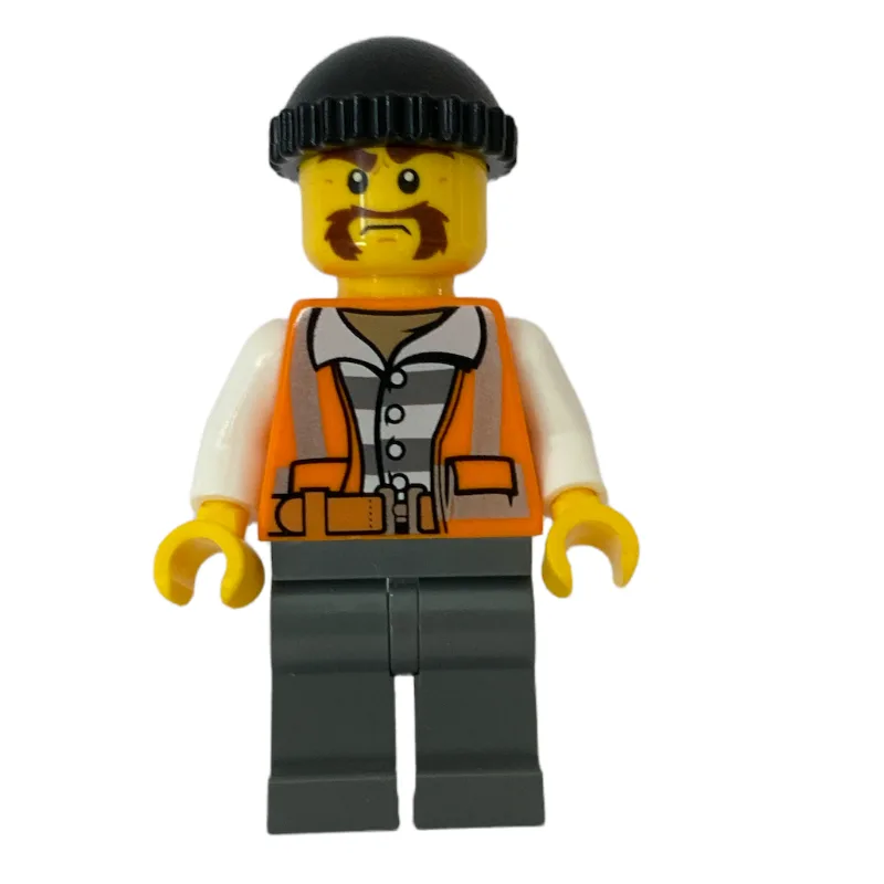 Criminal, Open Orange Safety Vest Over Prison… — minifigurine LEGO | Brick Broker