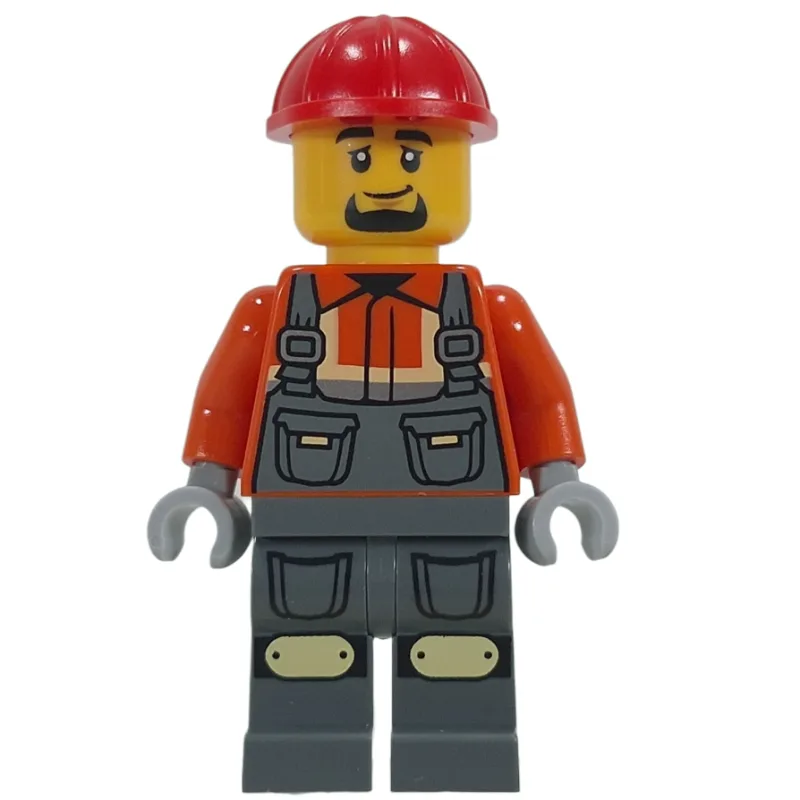 Construction Worker, Dark Bluish Gray Overalls — minifigurine LEGO | Brick Broker